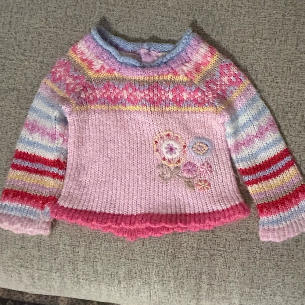 Vintage Y2K Babygirl cozy knit sweater soft Faded Glory floral Sweater 12 months